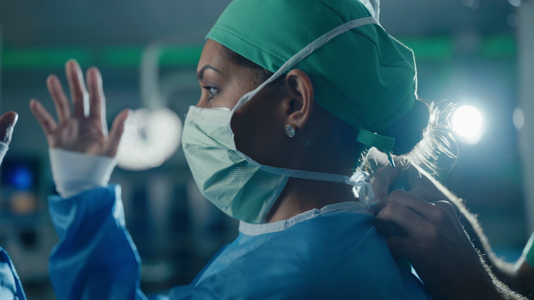 Dr. Pamela Mehta preparing for surgery